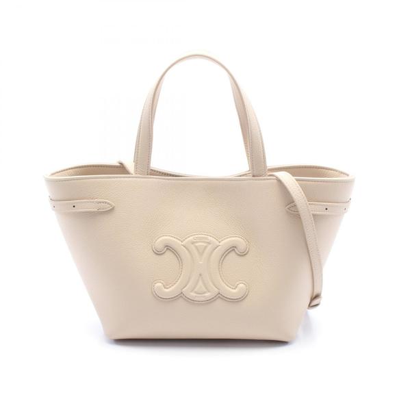 Celine Cabas Anais Cuir Triomphe Tote Bag Leather Ivory White - Picture 1 of 4